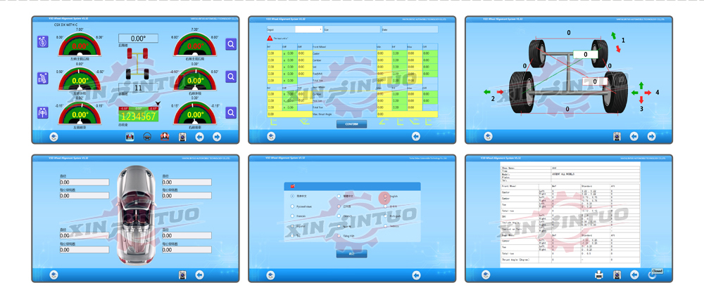 Equipo de alineación de cuatro ruedas 3d.