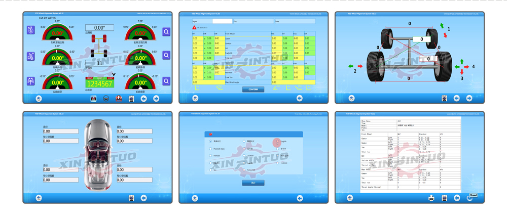 Equipo de alineación de cuatro ruedas 3d.